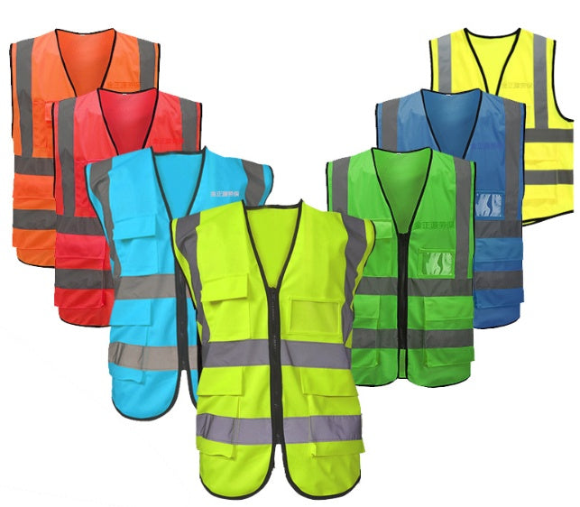 Direct reflective vest multi-pocket reflective vest