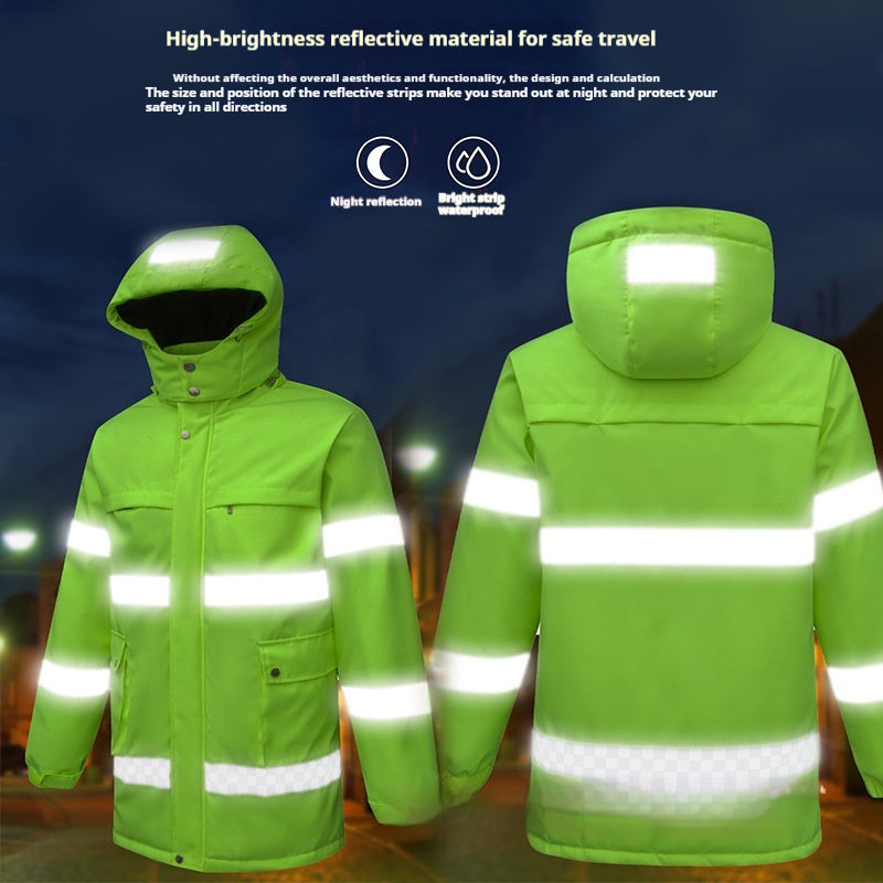 Reflective Stripe Protection Cotton-padded Jacket