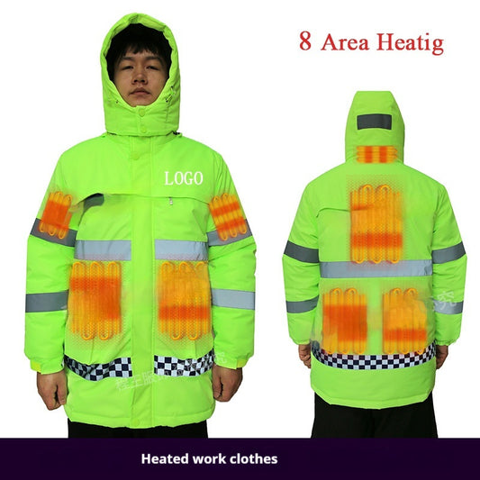 Reflective Stripe Protection Cotton-padded Jacket